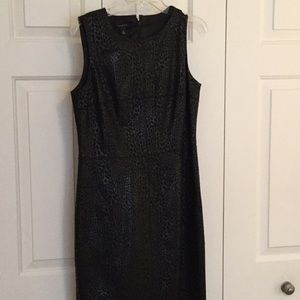 Black on black Leopard print sheath dress.